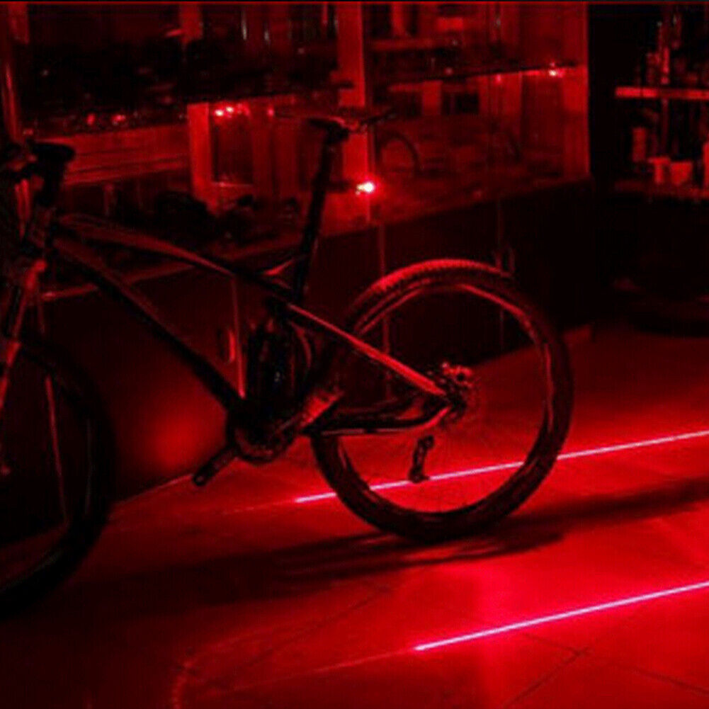 US 2-4 Pack 5 LED 2 Laser Bike Bicycle Light Rear Flashing Safety Warning Lamp
