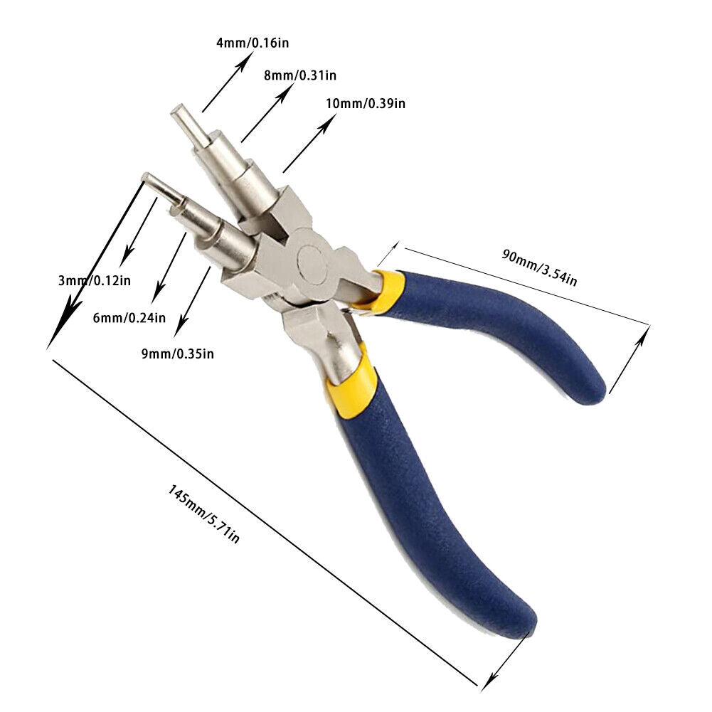 US 1-2 Stainless Steel 6-in-1 Bail Making DIY Crafts Wire Looping Forming Plier