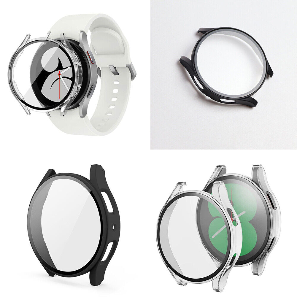 US For Samsung Galaxy Watch 4 5 40 44mm Hard Case Full Glass Screen Protector