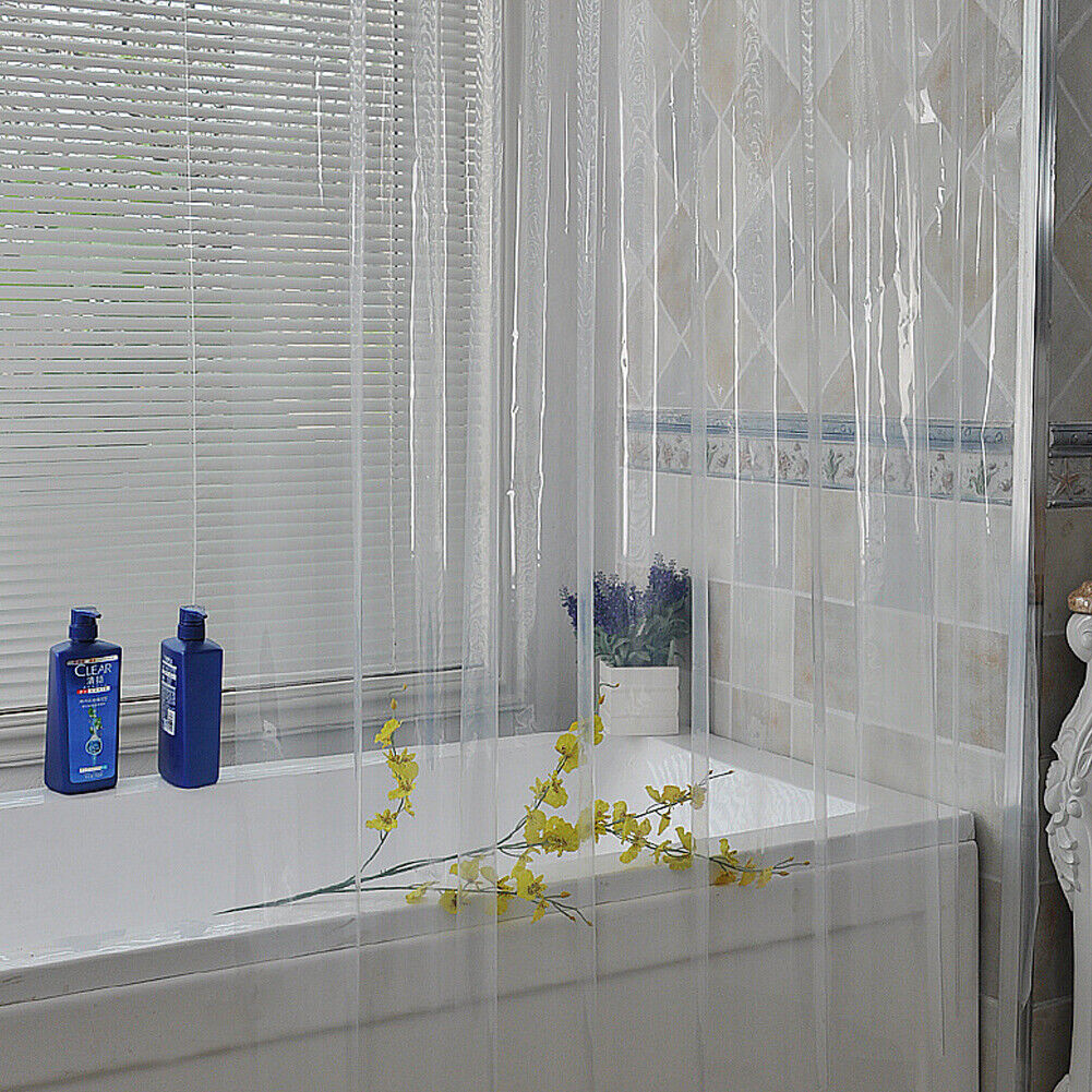 US 2 Pc Waterproof Clear Shower Curtain Liner Cute Lightweight Bathroom Magnet