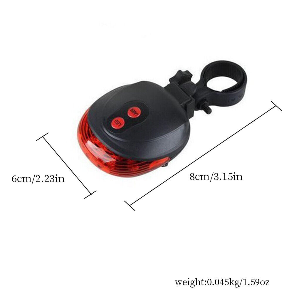 US 2-4 Pack 5 LED 2 Laser Bike Bicycle Light Rear Flashing Safety Warning Lamp