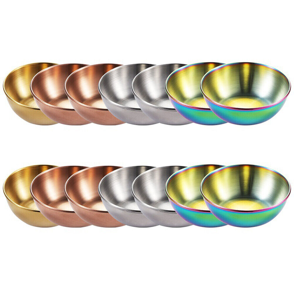 US 8-16 Pc 3.2” Stainless Steel Sauce Dish Saucers Dipping Bowl Appetizer Plates