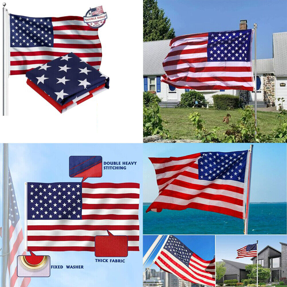 US 1-2 Pack American Flag 3x5 Ft Double Sided 3-Ply Fade Resistant UV Protected