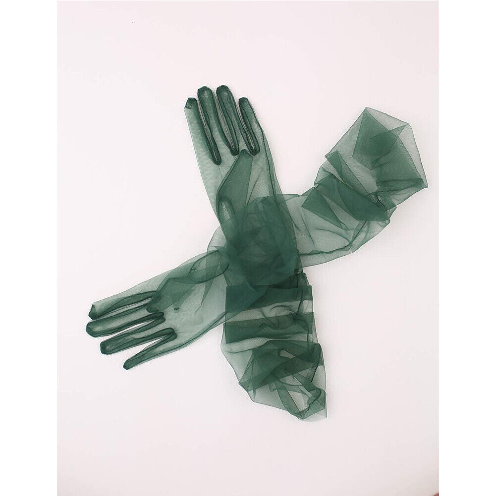 US 1~2 Paris 27'' Wedding Bridal Prom Sheer Tulle Long Elbow Gloves Party Opera
