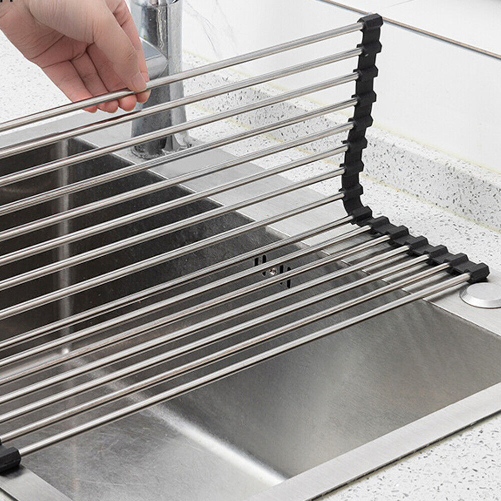 US 1-2 Pc Dish Drying Rack Large Drainers Multipurpose Foldable Kitchen Sink Mat