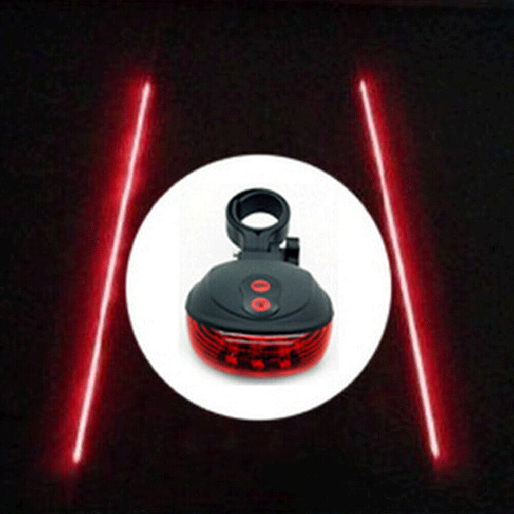 US 2-4 Pack 5 LED 2 Laser Bike Bicycle Light Rear Flashing Safety Warning Lamp