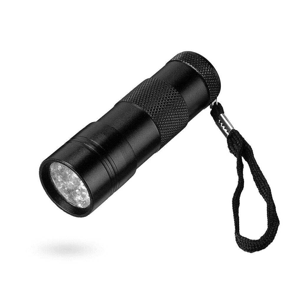 US UV Ultra Violet 12 LED Flashlight Mini Blacklight Aluminum Torch Light 395nM