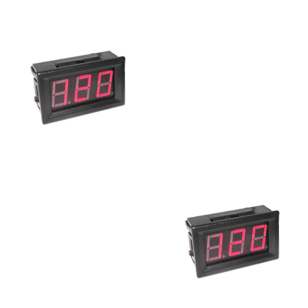 US 1-2 Pack DC 5-120V 2-Wire Voltmeter 3-Digit LED Display Panel Voltage Tester