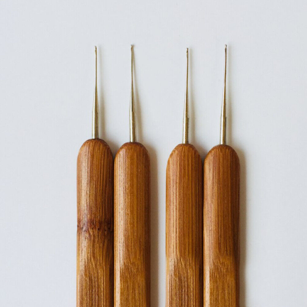 US 5-10Pcs Set Dreadlock Crochet Hook Bamboo Handle Tool Braid Hair Needle Weave