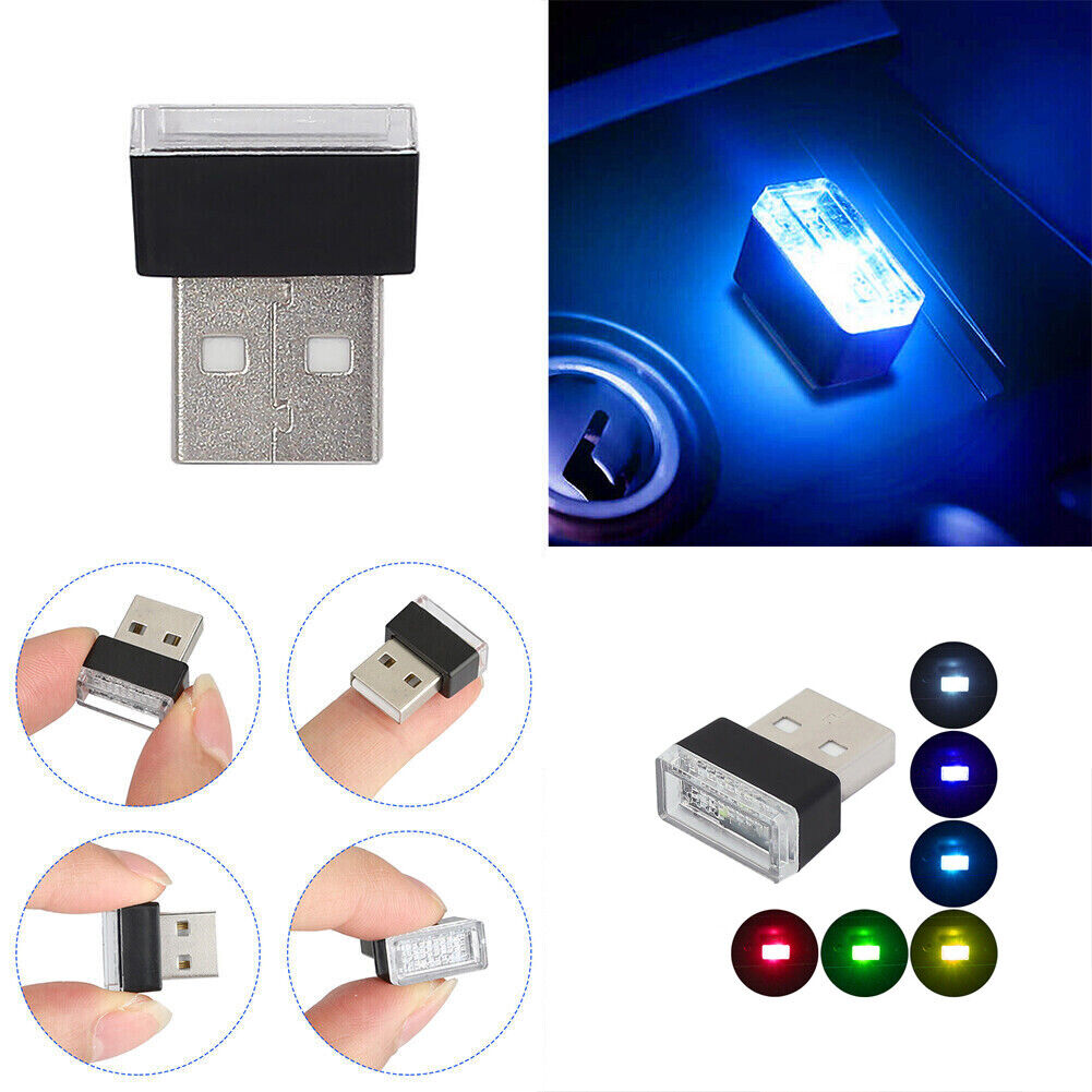 US 6-12 Mini White Blue Yellow Red Green LED USB Car Interior Atmosphere Light