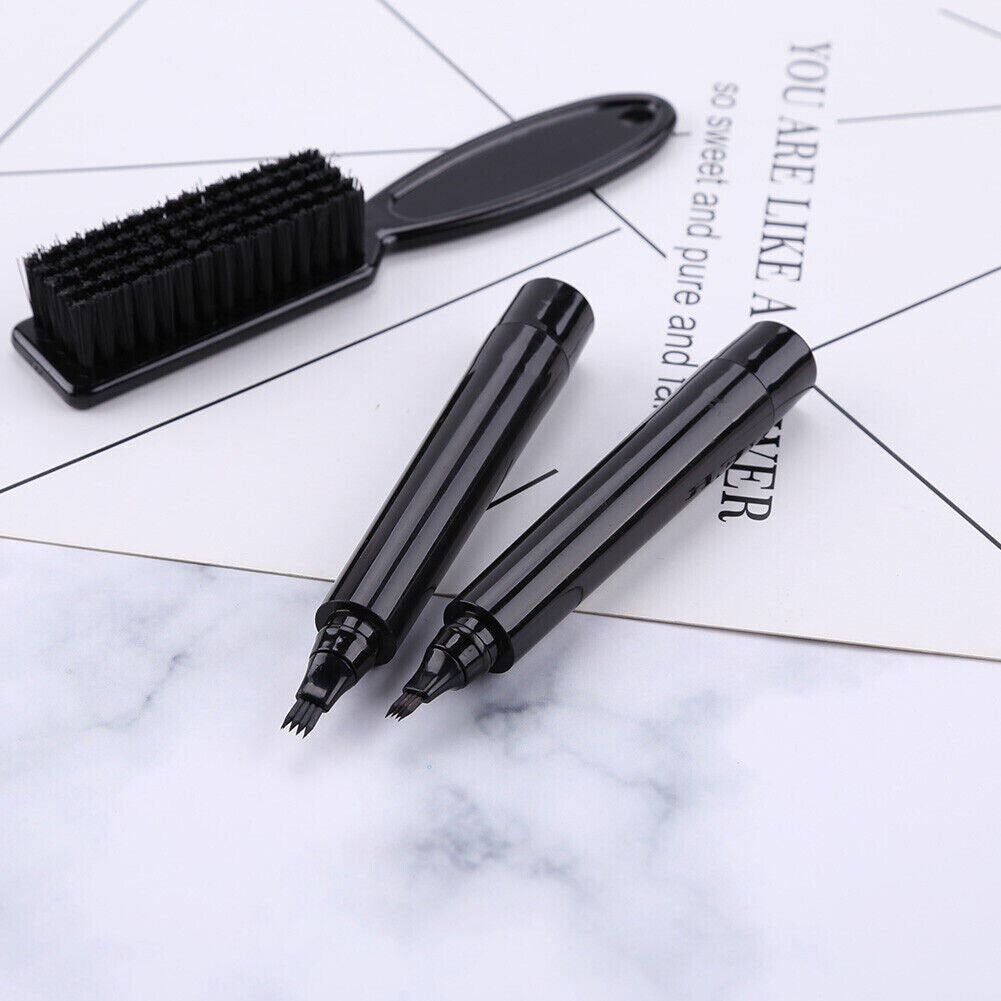 US 1-2 Pc Beard Pencil Filler Men Bristle Beard Brush Water Proof Micro-Fork Kit