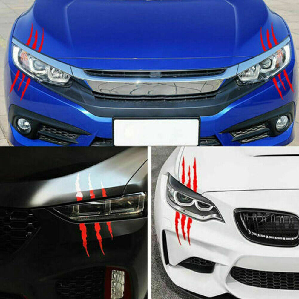 US 2-4Pc Monster Claw Mark Scratch Car Headlight Sticker Stripe Reflective Decal