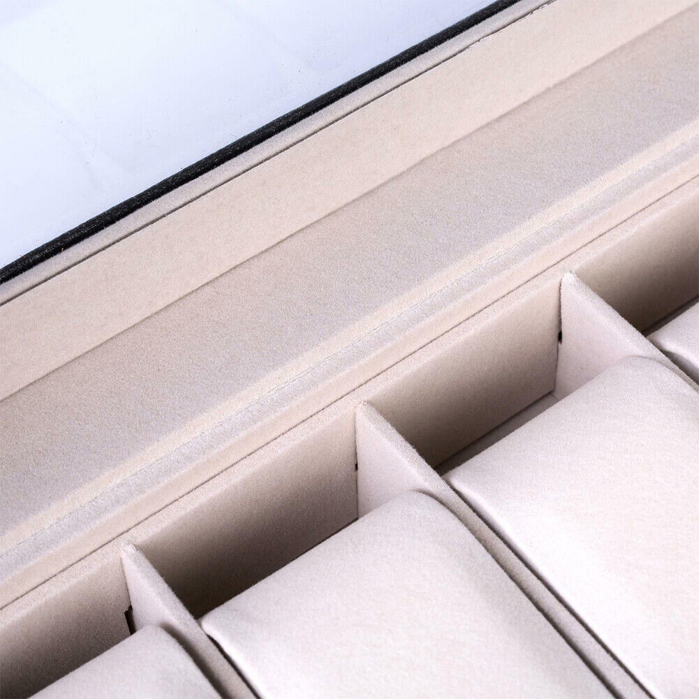US Large 20 Slot Watch Organizer Box Case Glass Display Leather Jewelry Storage