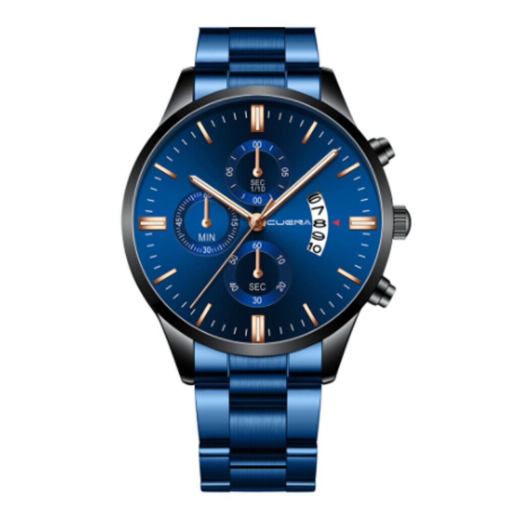 US 1-2 Pc Men Relojes De Hombre Stainless Steel Hand Chronograph Quartz Classic