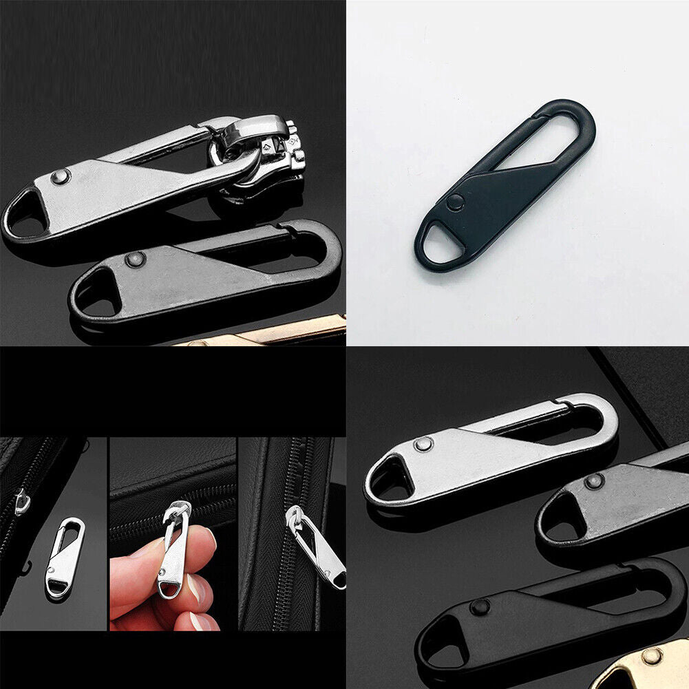 US 8-16 Pcs Zipper Pull Replacement Repair Slider Tab Universal Fixer Metal Head