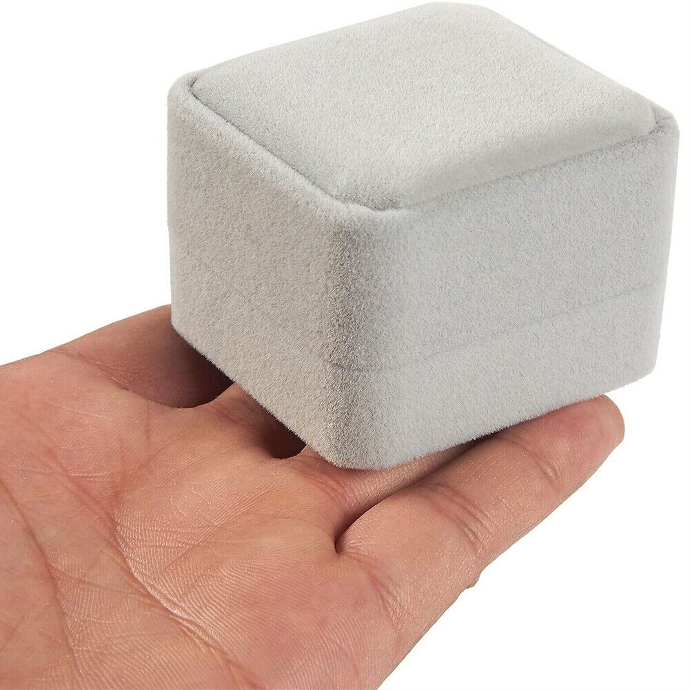 US 1-2 Pack Jewelry Box Set Velvet Jewelry Ring Gift Single Ring Flocking Boxes