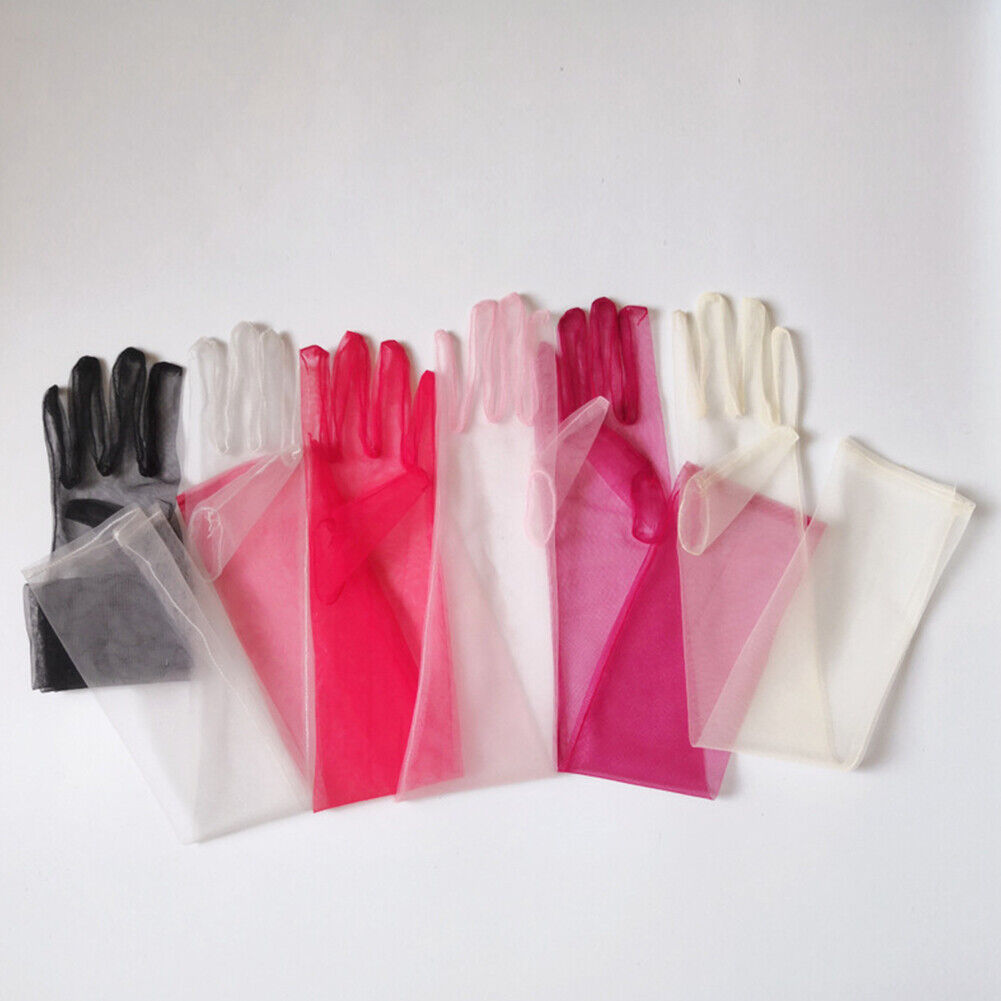 US 1~2 Paris 27'' Wedding Bridal Prom Sheer Tulle Long Elbow Gloves Party Opera