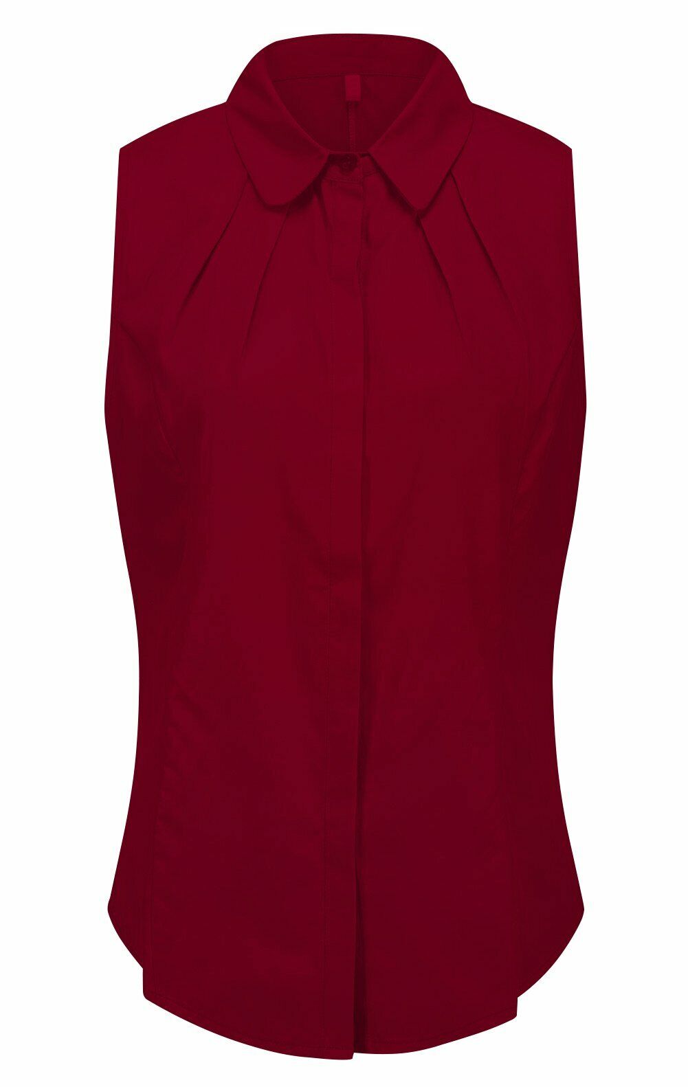Women's Cotton Sleeveless Button Down Shirt Collared Pleated Blouse