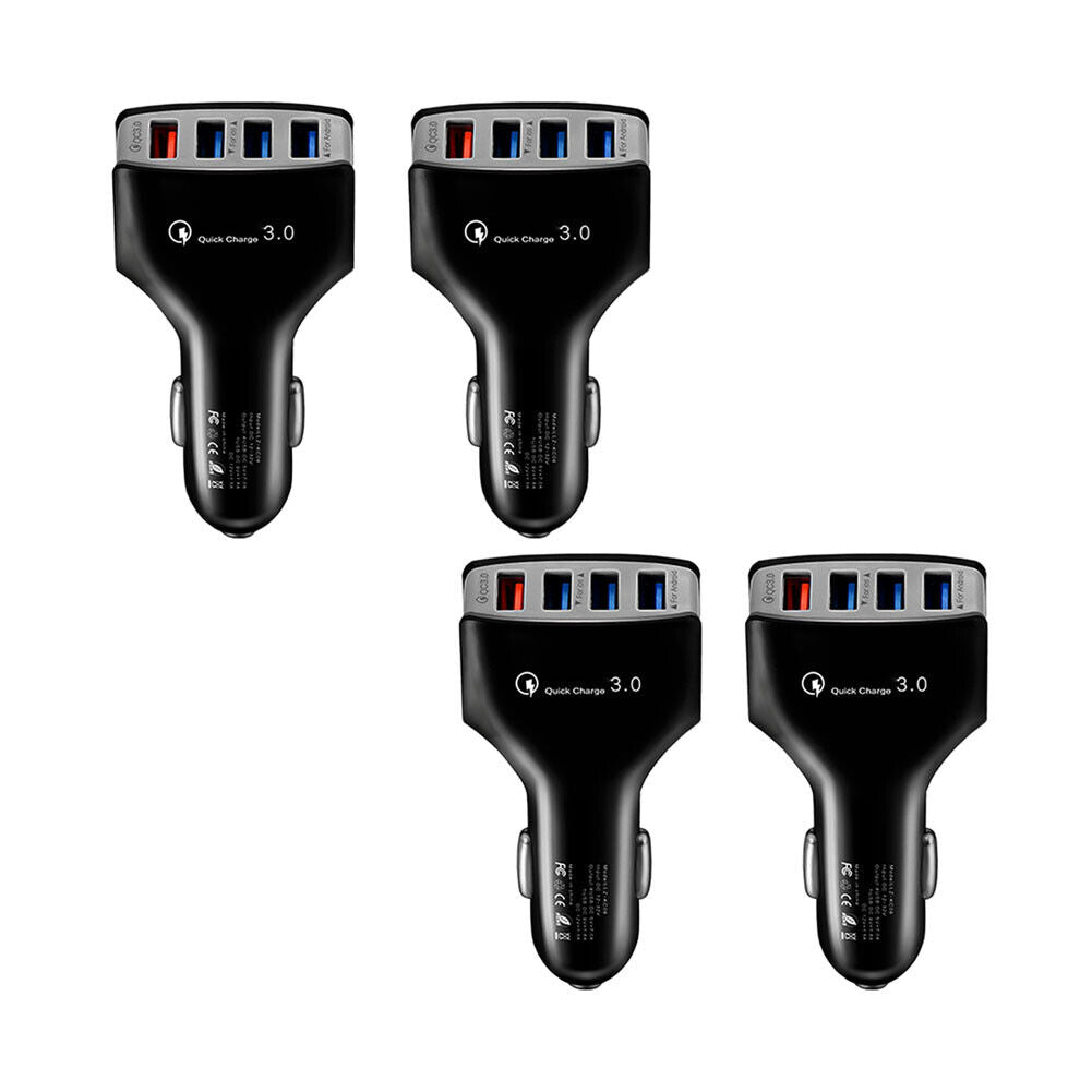 US 2-4 Pack 4-Port 3.0 Super Fast Car Charger PD Adapter for iPhone Android