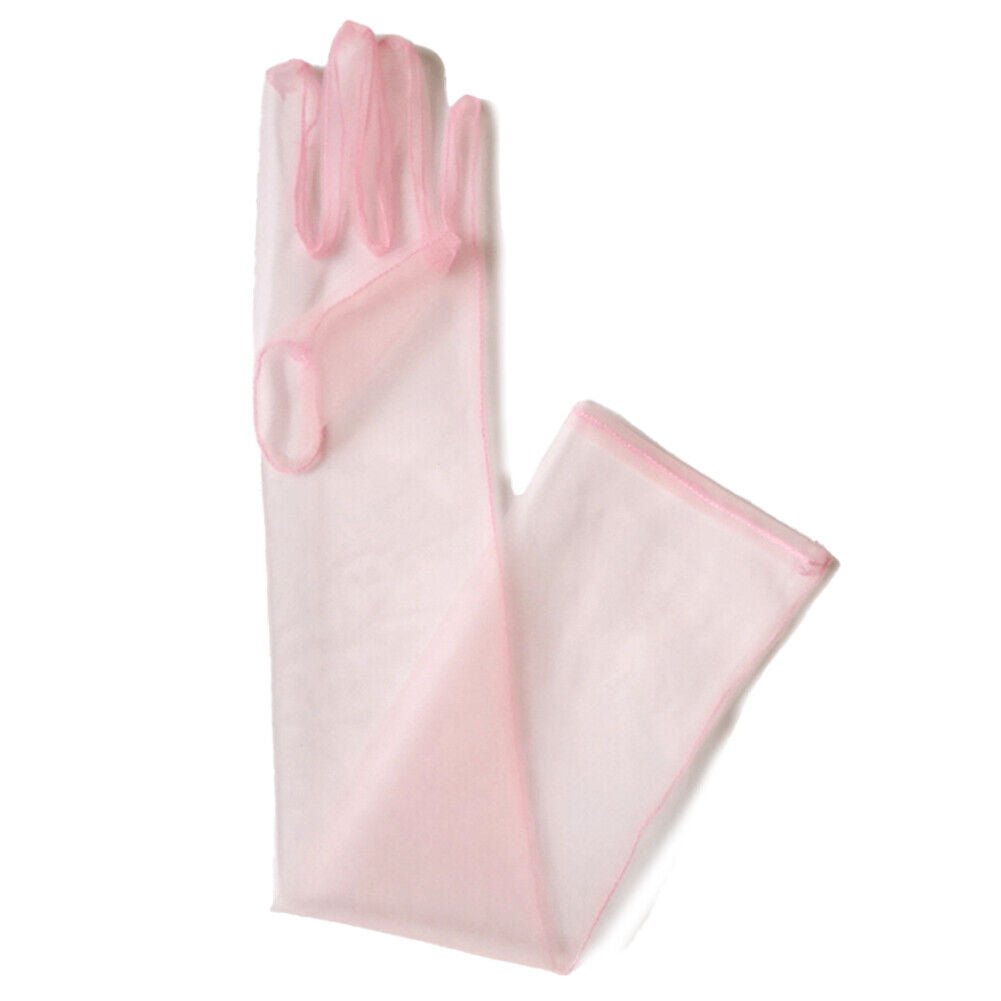 US 1~2 Paris 27'' Wedding Bridal Prom Sheer Tulle Long Elbow Gloves Party Opera