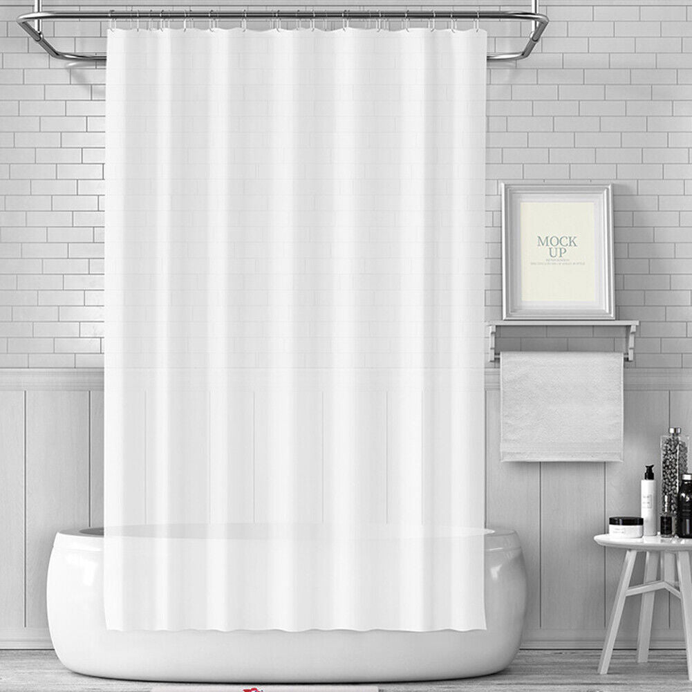 US 2 Pc Waterproof Clear Shower Curtain Liner Cute Lightweight Bathroom Magnet