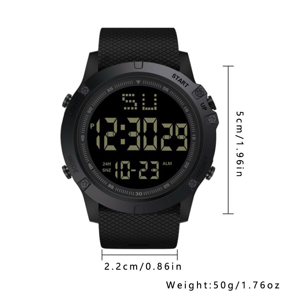 US 1-2 Pc Large Dial Stopwatch Sport Mens Watches LED Light Digital Wristwatches