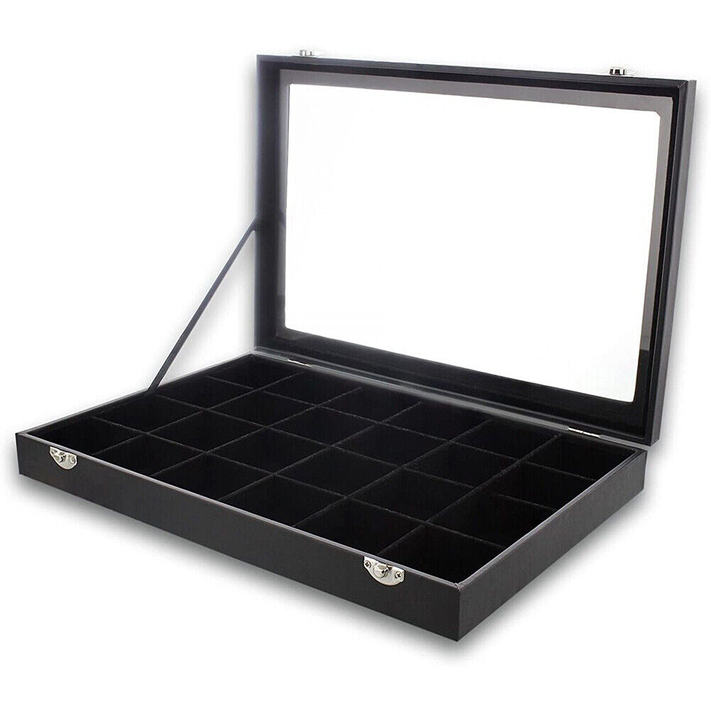 US 1-2 Pc 24-Grid Jewelry Display Tray with Velvet Lining Show Case High Quality