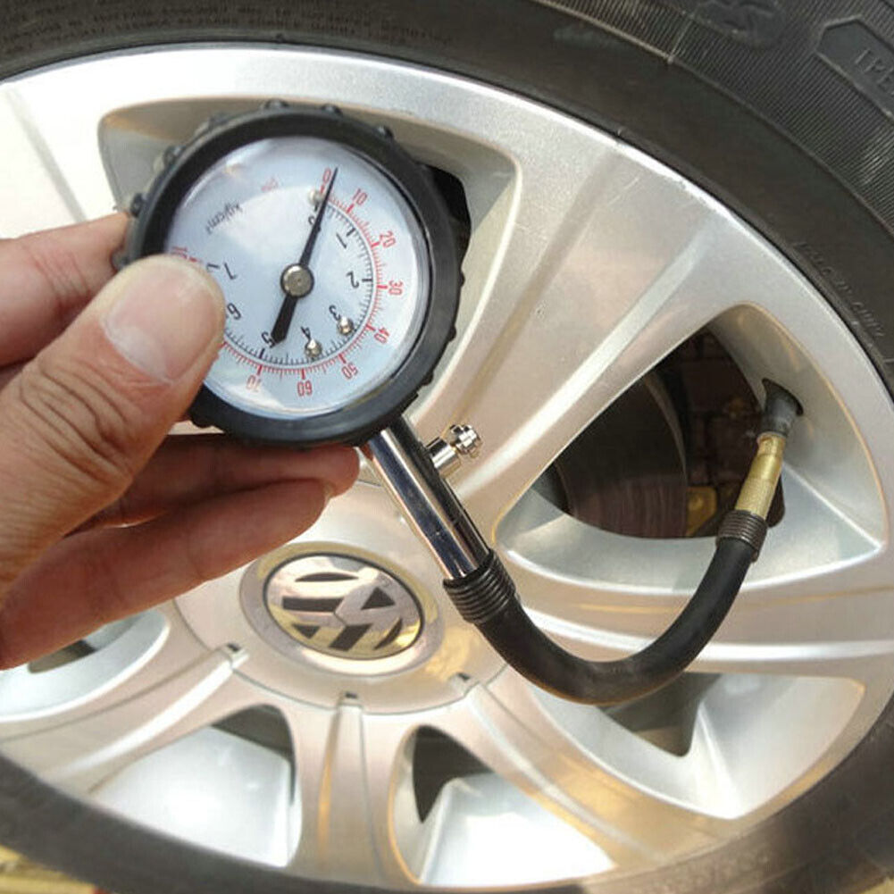 US Premium Flexible Hose Truck Car Tire Pressure Gauge 0-100 PSI Air Meter Teste