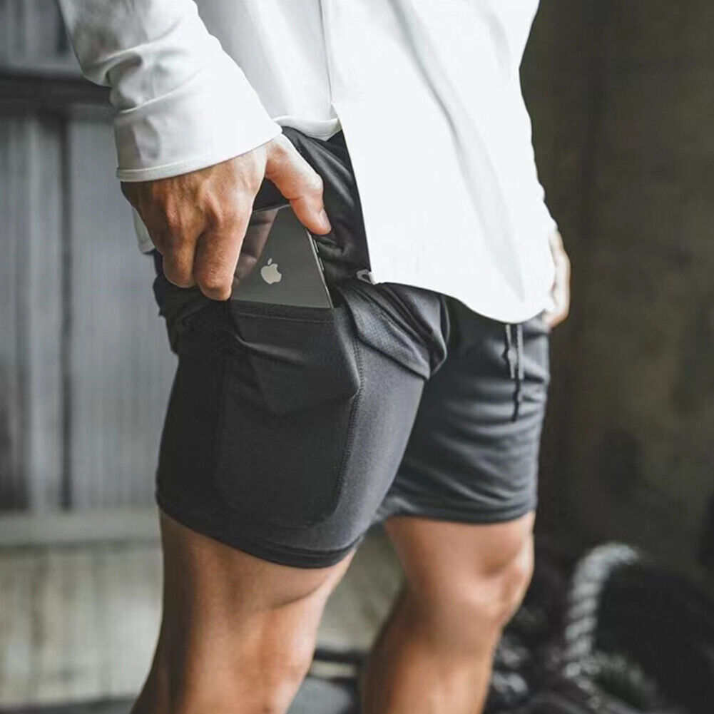 US Mens Elasticated Waist Jogging Shorts Gym Workout Shorts Fitness Shorts