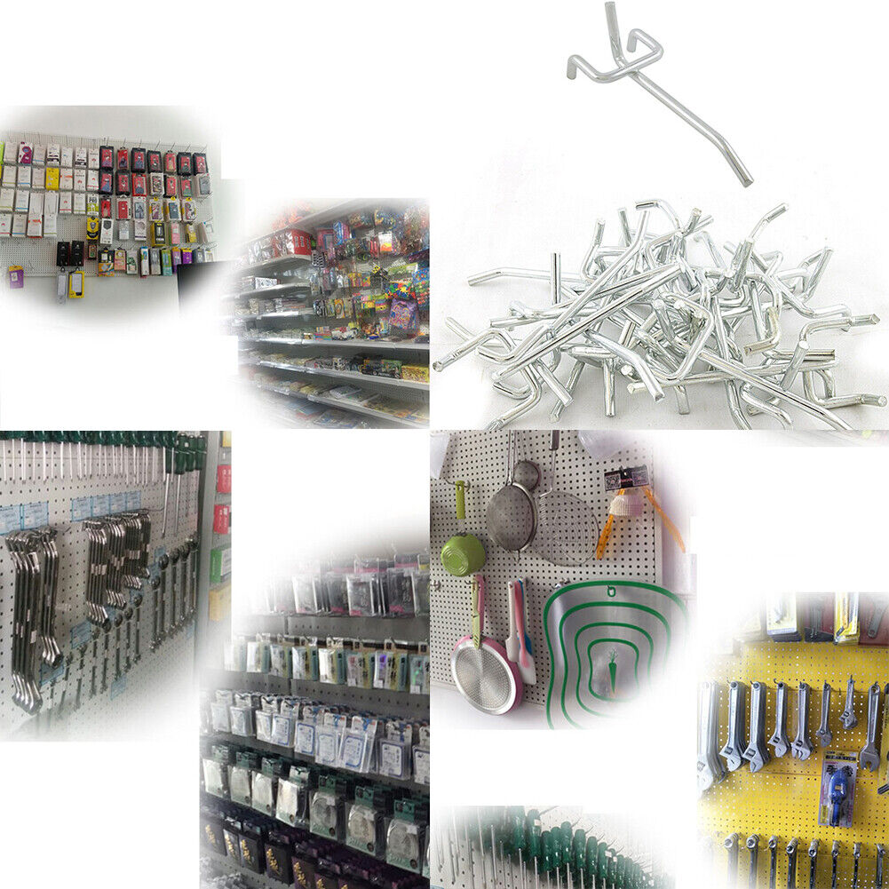 US 100-200 Pc 4" Peg Board Hooks Metal Garage Workshop Storage Steel DIY Retail