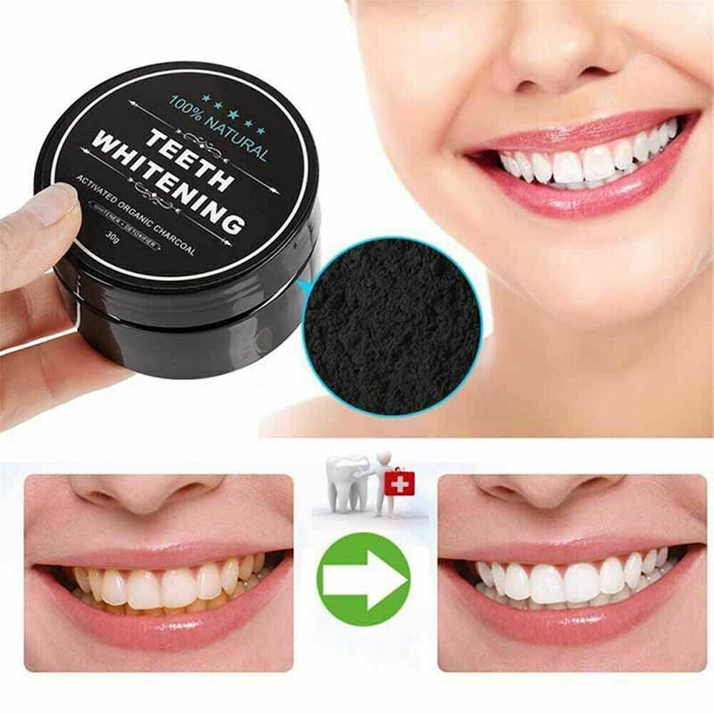 US 2-4Pc Activated Charcoal Teeth Whitening Powder Organic Coconut Removes Stain