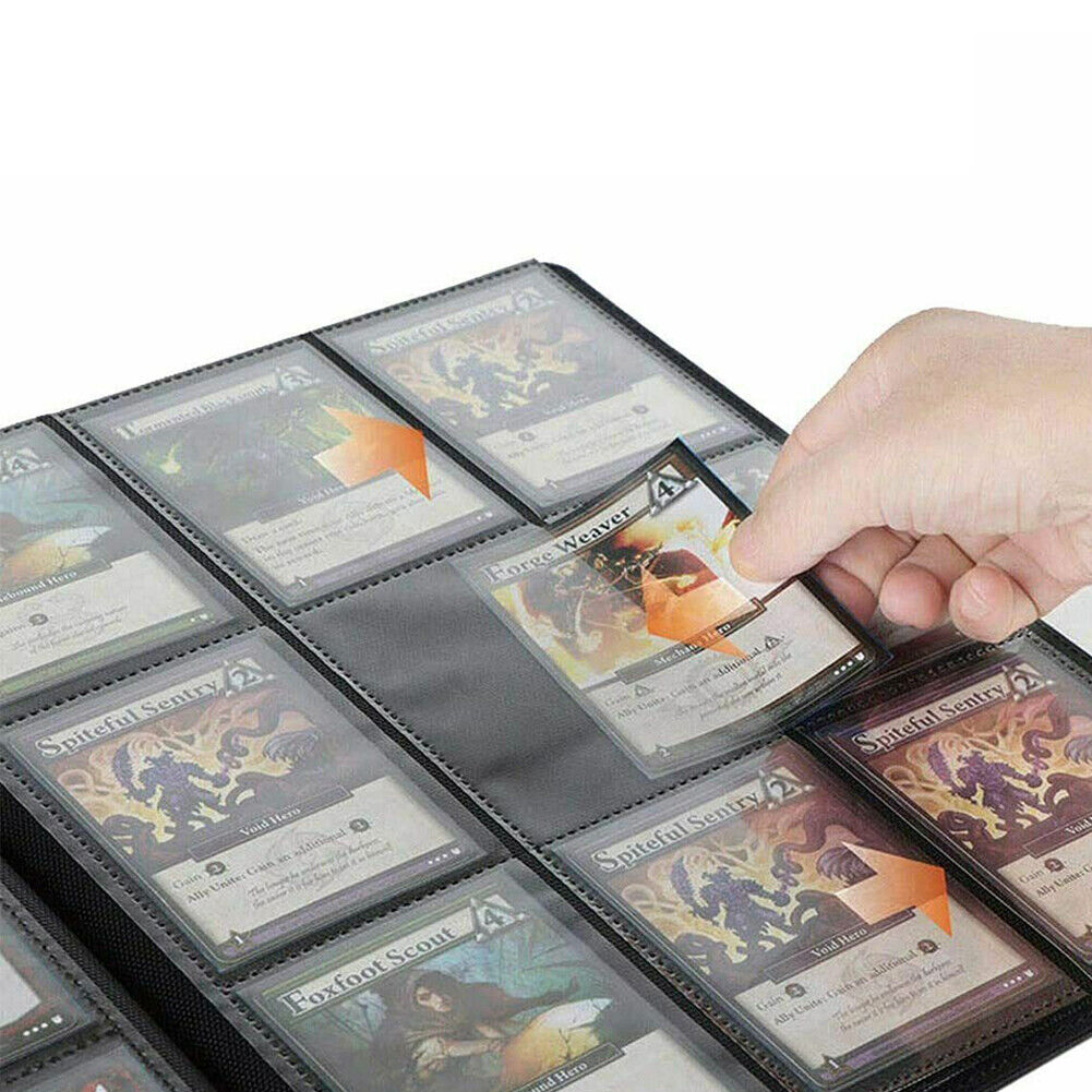 US 360 Card Pocket Binder with Elastic 9 Pocket Trading Cards Album Folder, Blac