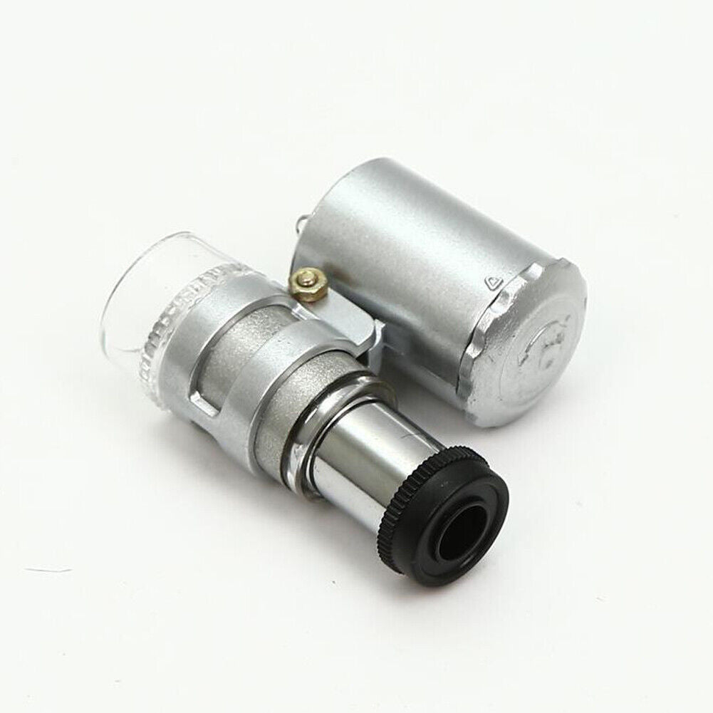 US 2-4 Pc Jewellers Pocket Magnifier 60X Jewelry Magnifying Loupe With Led Light