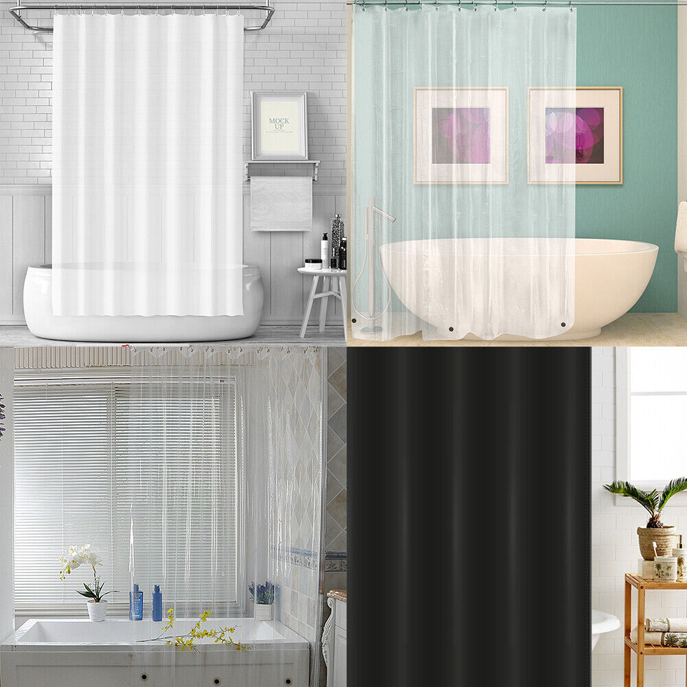 US 2 Pc Waterproof Clear Shower Curtain Liner Cute Lightweight Bathroom Magnet