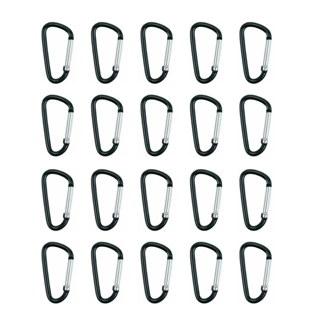 US 20-40 Pc D Shape Aluminum Carabiner Clips Spring Camping Snap Hook Keychain