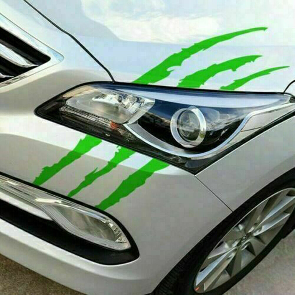US 2-4Pc Monster Claw Mark Scratch Car Headlight Sticker Stripe Reflective Decal