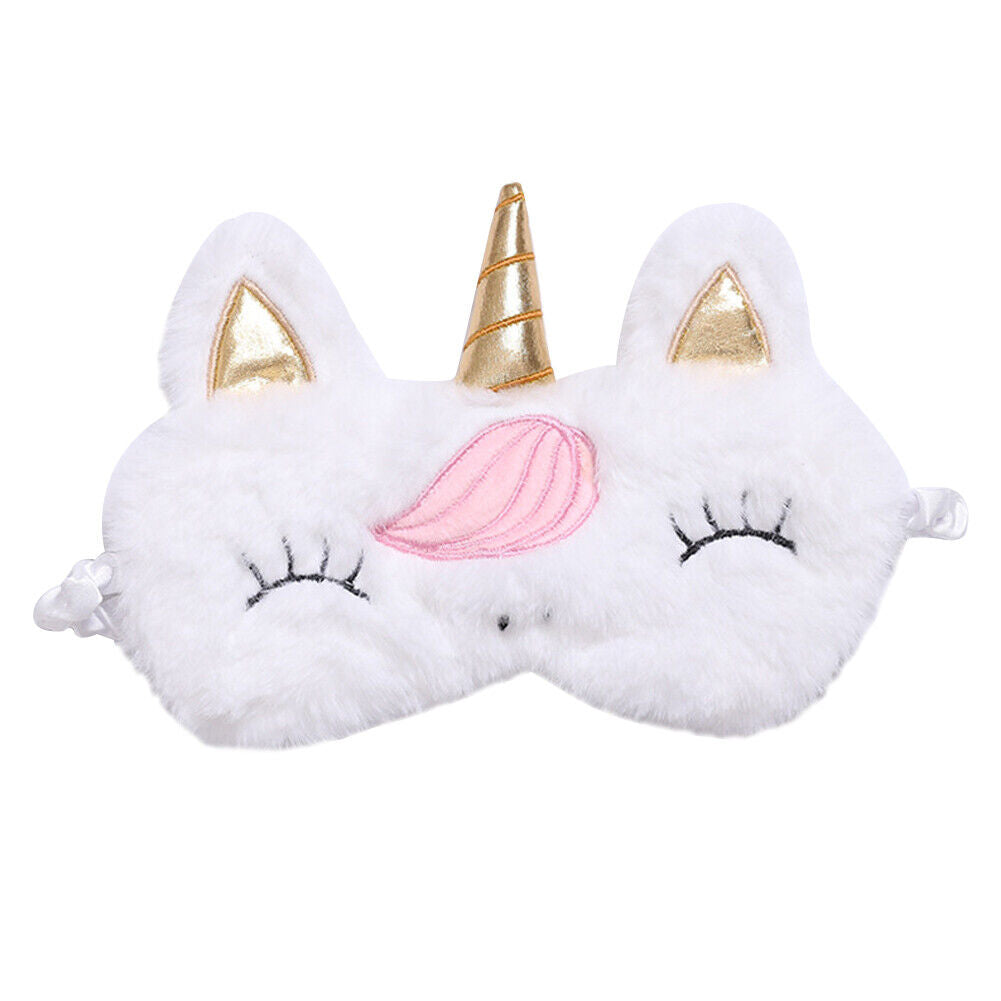 US Unicorn Animal Eye Mask Soft Plush Sleep Masks Sleeping Blindfold Traveling