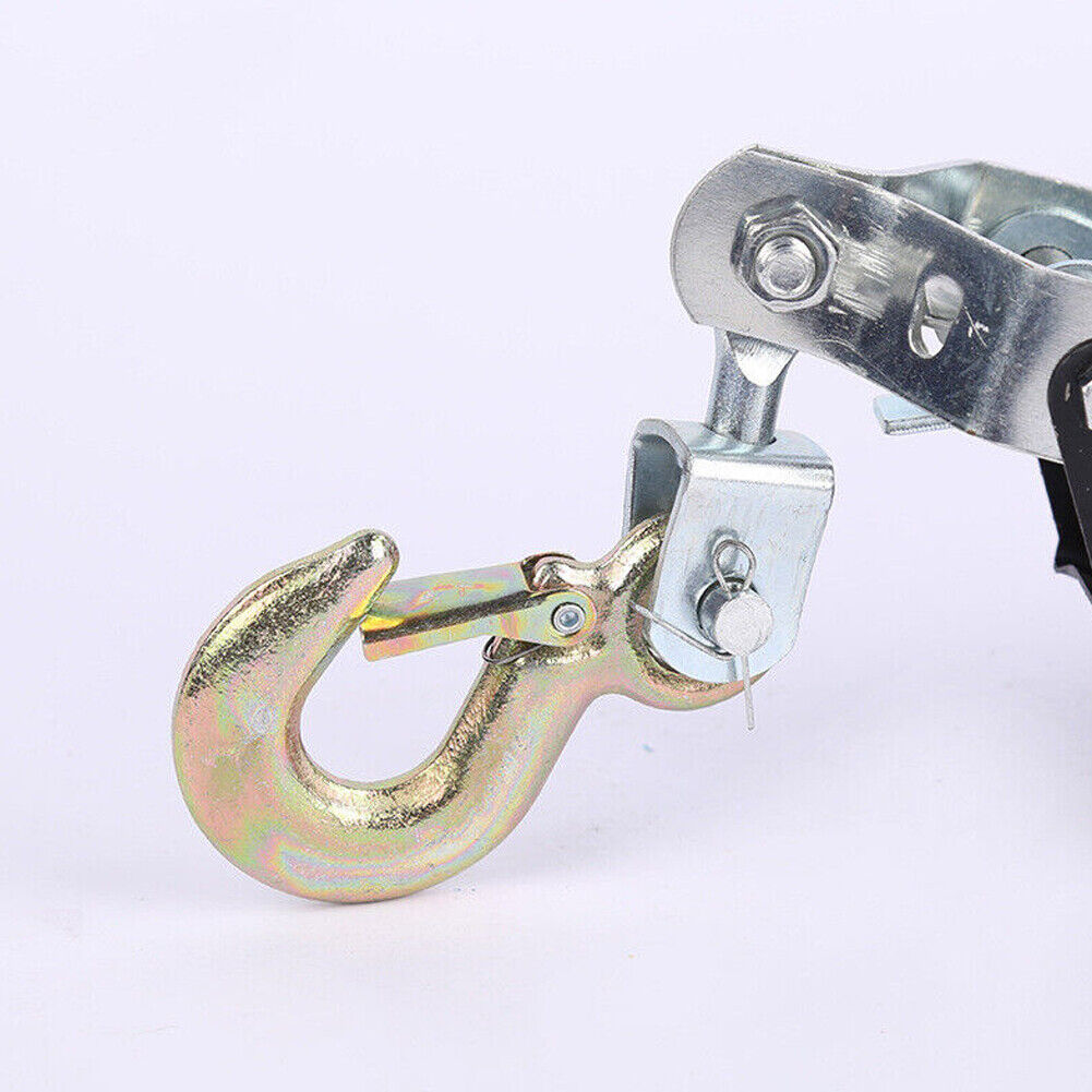 US 2 Ton Gear Hand Cable Puller Car Trailer Tow Hooks 4400 lbs Come along tighte