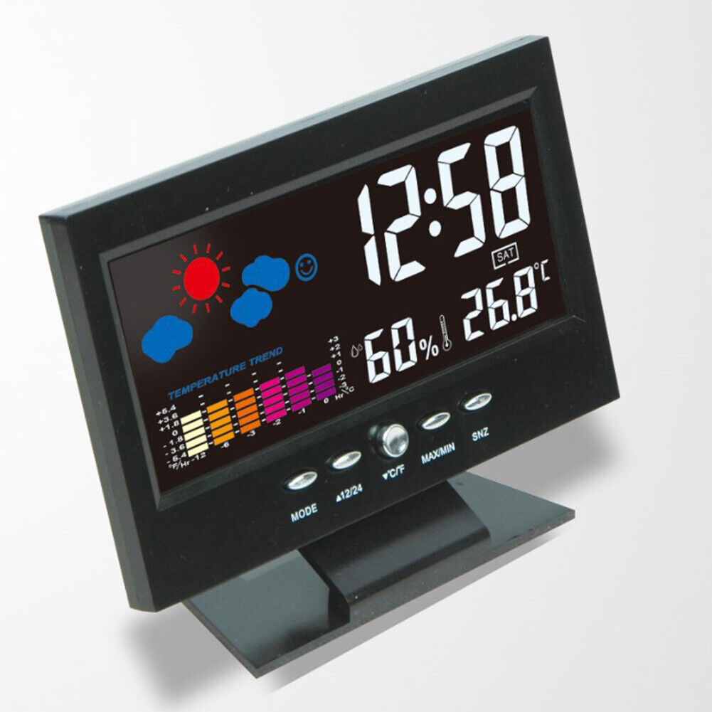 US 1-2 Pack Projection Alarm Clock Bedrooms Weather Temperature Humidity Station