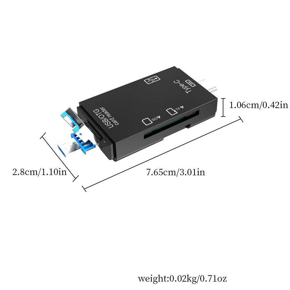 US 1-2 Pc USB 3.0 6 in 1 Card Reader TF SD Card USB C OTG For Android Phone PC