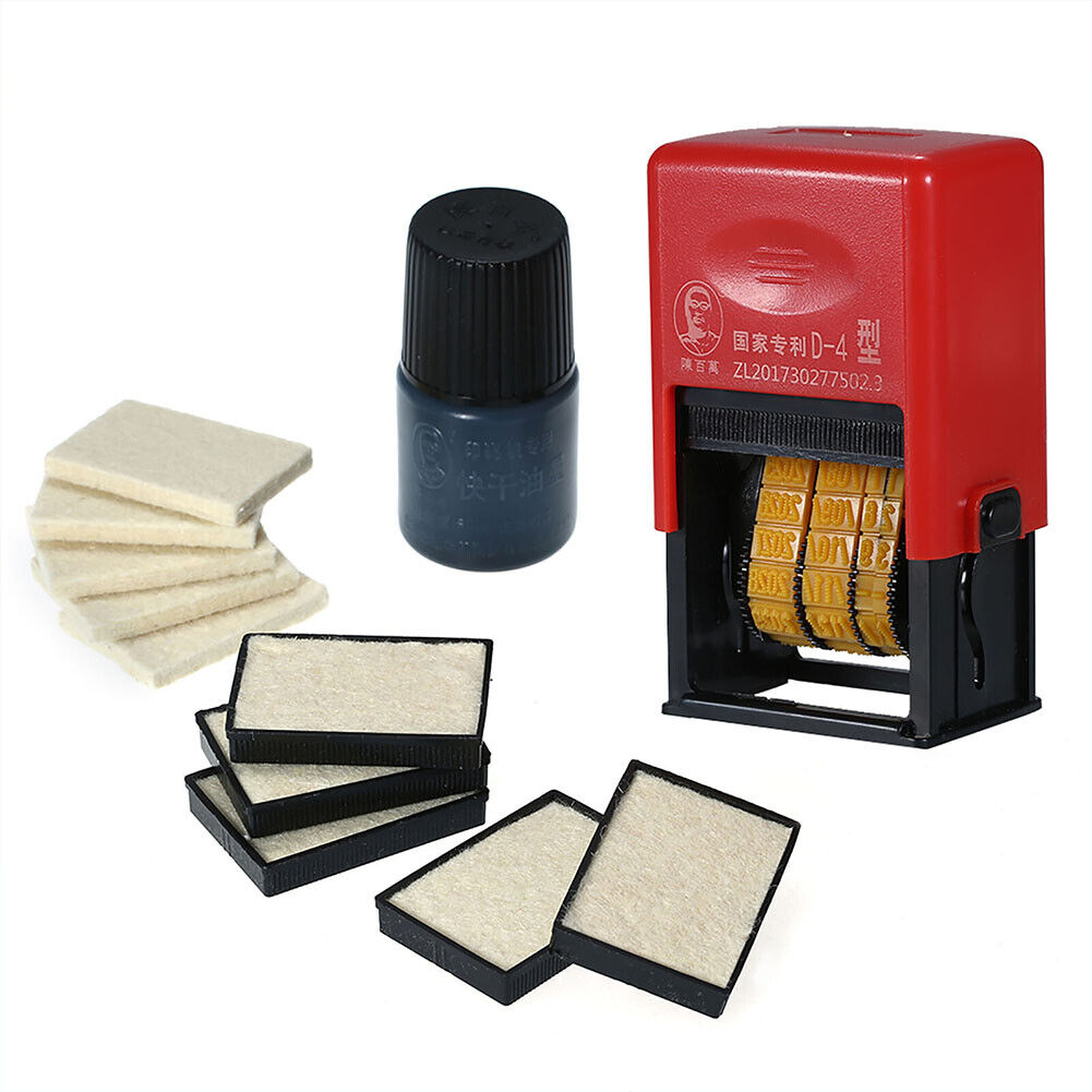 US 1-2 Pack Self Inking Rubber Date Office Stamp Handheld Date Stamp Plastic Bag
