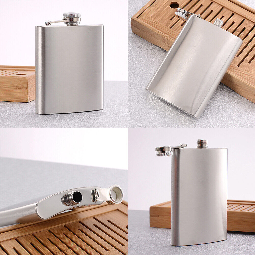US 1-2 Pcs 7/10 Oz Liquor Pocket Hip Flask Leak-Proof Drinking Stainless Steel
