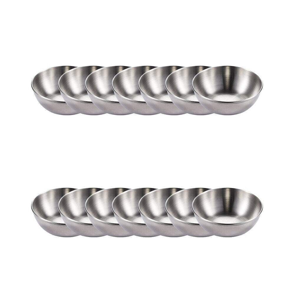 US 8-16 Pc 3.2” Stainless Steel Sauce Dish Saucers Dipping Bowl Appetizer Plates