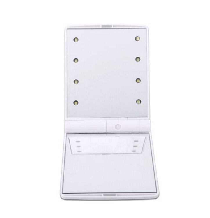 Makeup Cosmetic Folding Portable Compact Pocket Mirror with 8 LED Lights Lamps
