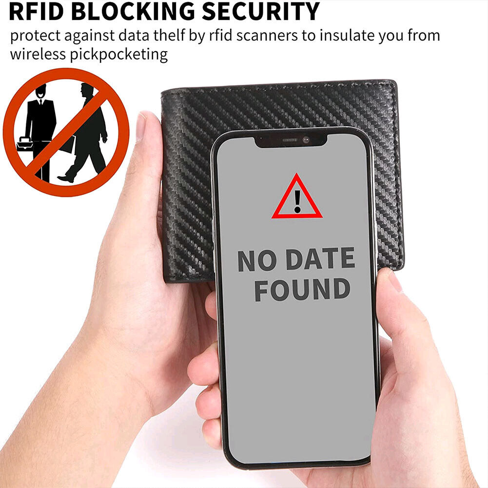 US 1-2 Pcs RFID Blocking Tactical Carbon Fiber Wallet ID Credit Card Holder Men