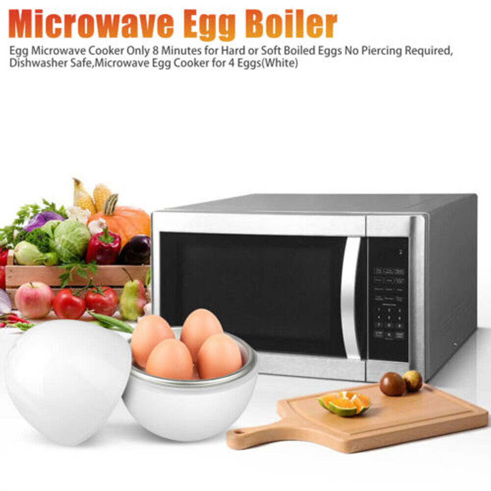 US 2-4Pc Wireless Microwave Hardboiled Egg Maker Shell Steamer Kitchen Cook Tool