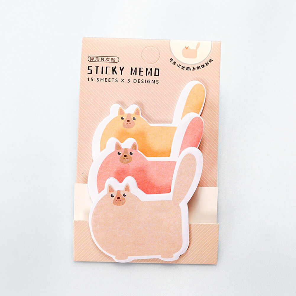 US 6-12 Pc (270-540 Pages Total) Sticky Notes Animals Shape Self-Stick Memo Pads