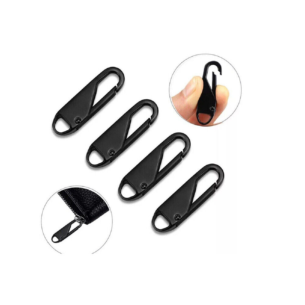 US 8-16 Pcs Zipper Pull Replacement Repair Slider Tab Universal Fixer Metal Head
