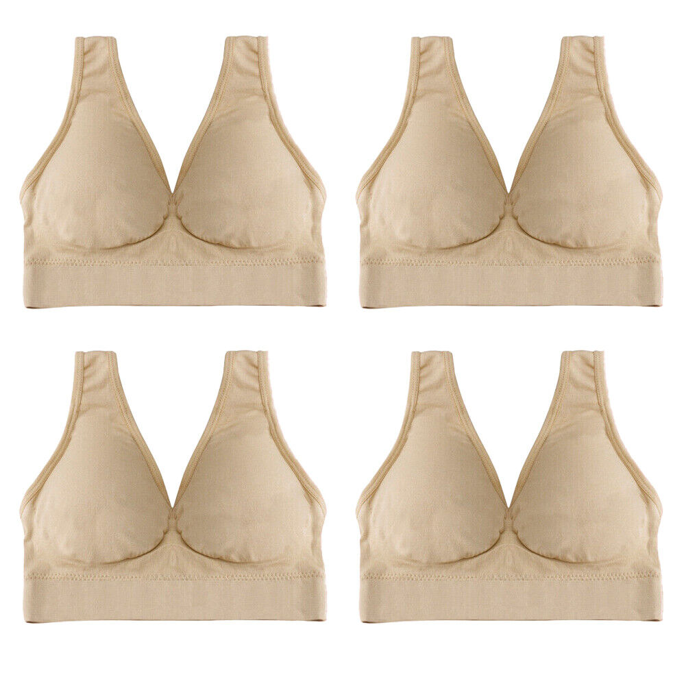 US 2~4 Pack Women's Padded Sports Bra High Impact Seamless Bralette Plus Size