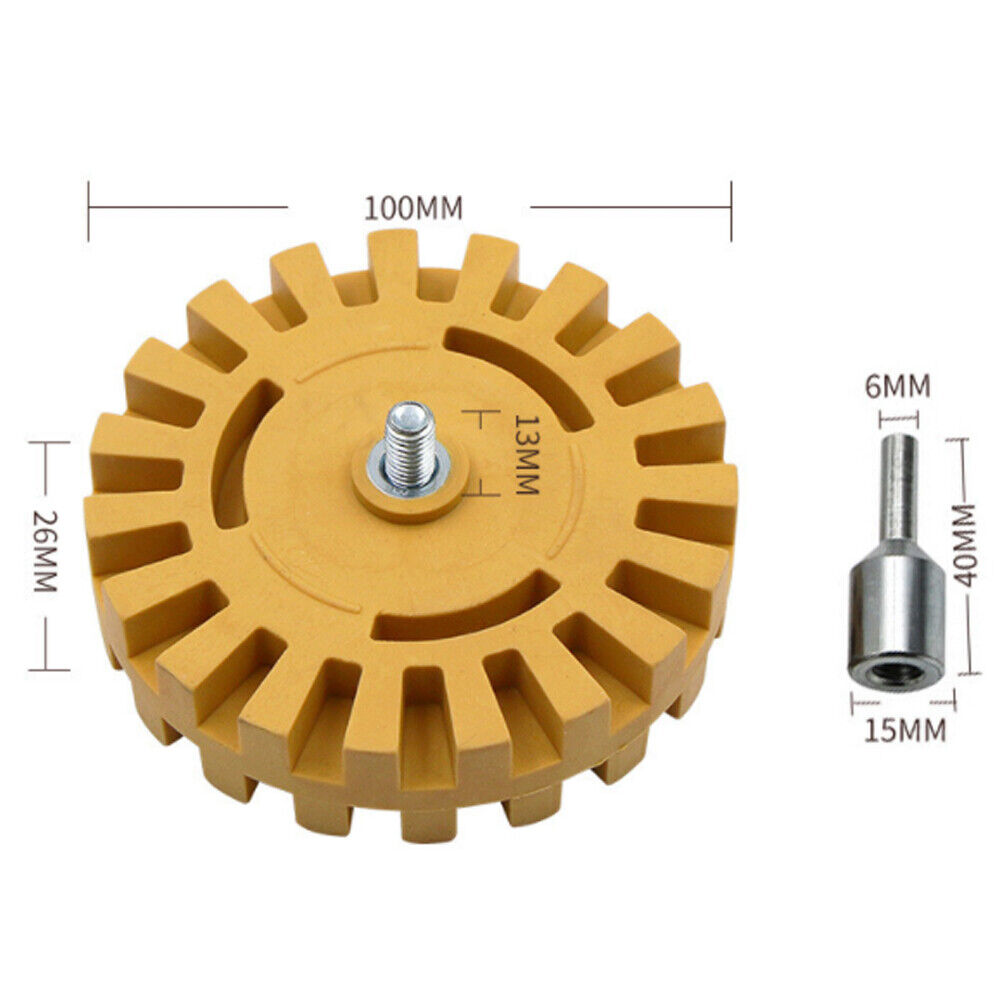 US 2-4 Pc 4” Decal Removal Wheel ABN Rubber Eraser Drill Arbor Adapter Pinstripe